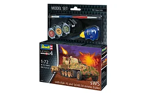 Revell 1/72 scale sWS with Flak 43 and Sd.Ah.58 Ammo Trailer model kit box, including paints, glue, and a brush.