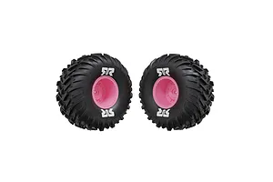 ARRMA 1/10 dBoots Cut Chevron MT Tyres on Pink Rims - Glued Wheels 2Pcs