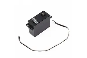 Spektrum S1000MT metal geared servo with black plastic casing and attached wire lead on a white background.