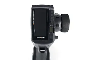 Sense Innovations S10 10-channel RC transmitter shown from a top-down perspective against a white background.