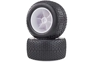 HSP 2.5" Knobby Tyres on White Chrome Rims - Wheels 2Pcs image 15649