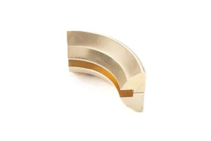 A single curved brass wheel weight segment for an RC crawler, shown against a white background.