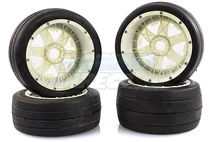 Rovan 4.7/5.5" Baja 5B Slick Tyres on White Nylon Rims - Beadlocked Wheel Set image 15666