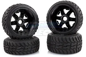Rovan 4.7/5.5" Baja 5B Tarmac Buster II Tyres on Black Rims - Beadlocked Wheel Set image 15668