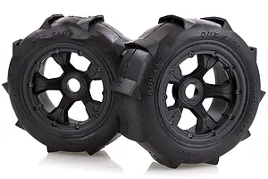 Rovan 4.7/5.5" Baja 5T/5SC Rear Sand Buster Tyres on Black Rims - Beadlocked Wheels 2Pcs image 15686