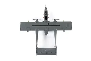 Top-down view of the E-Flite Micro OV-10 Bronco RC plane in grey finish against a white background.