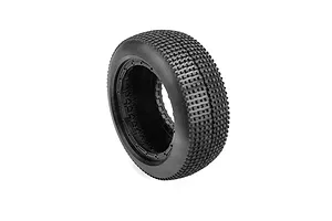 A single black Pro-Line King Pin off-road RC buggy tyre showing the detailed square-pin tread pattern and internal bead structure.