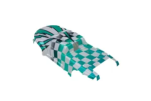 Pro-Line 1/16 Brute Limited Edition painted clipless RC body shell in a teal and white checkmate pattern.