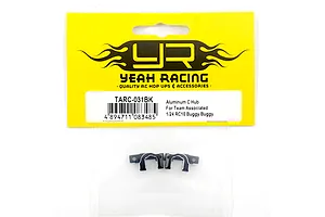 Two black aluminium C-hubs for 1/24 RC10 buggy in Yeah Racing retail packaging.