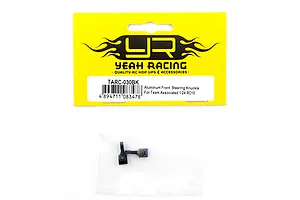 Yeah Racing TARC-030BK aluminium front steering knuckles for Team Associated 1/24 RC10 in original yellow and white retail packaging.