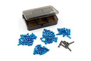 Yeah Racing Aluminium &amp; Titanium Screw Kit with Carry Case - Blue