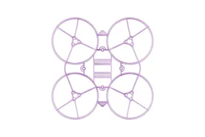 A top-down view of a clear purple BetaFPV drone frame featuring four integrated propeller ducts.