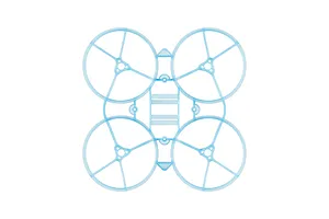 Top-down view of a clear blue BetaFPV drone frame with four integrated propeller guards.