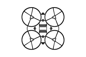 Top-down view of a black BetaFPV drone frame featuring four integrated circular propeller guards.