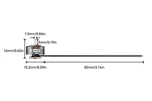 Technical diagram showing the dimensions of a BetaFPV Lava 1104 7200KV brushless motor with an 80mm wire length.