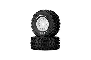 Method RC 2.3" Geoform All-Terrain Tyres on White 12 Spoke Rims - Glued Wheels 2Pcs