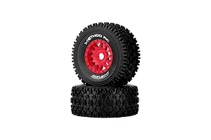 Method RC 2.3" Geoform All-Terrain Tyres on Red 12 Spoke Rims - Glued Wheels 2Pcs