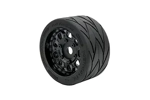 Method RC 1/7 Belted 54/100 Velociter Tyres on Black Hive Rims - Glued Wheels 2Pcs
