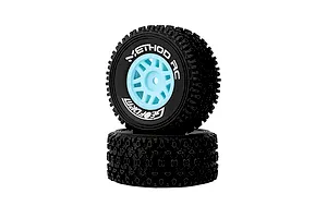 Method RC 1.2" Geoform All-Terrain Tyres on Blue 12 Spoke Rims - Glued Wheels 2Pcs