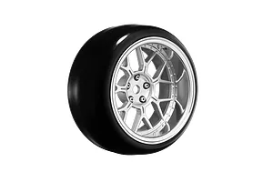 Louise 1.9" Drift Tyres on Multi Spoke Matte Silver Rims 4Pcs - Glued Wheels