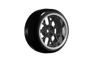 Louise 1.9" Drift Tyres on Multi Spoke Matte Black and Silver Rims 4Pcs - Glued Wheels