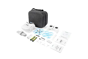 BetaFPV Meteor75 Pro FPV drone bundle including a drone, radio transmitter, VR03 goggles, carry case, batteries, and accessories on a white background.