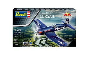 Revell 1/48 scale Vought F4U-4 Corsair Flying Bulls model kit box showing the finished aircraft flying over a landscape.