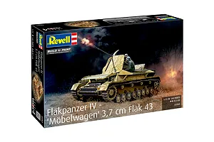 Revell 1/72 scale Flakpanzer IV Mobelwagen plastic model kit box art showing the tank in a battlefield scene.