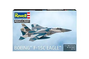 Revell 1/72 scale Boeing F-15C Eagle plastic model kit box featuring an illustration of an F-15C fighter jet in flight.