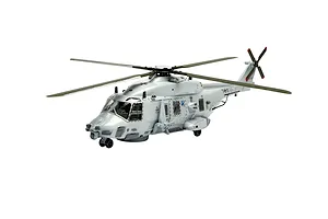 A fully assembled and painted 1/72 scale plastic model of a German Navy NH90 NFH helicopter, shown against a plain white background.