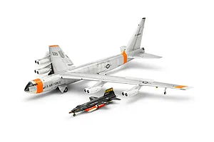 A completed 1/72 scale plastic model kit of a Boeing NB-52 Stratofortress and an X-15 rocket plane, displayed on a white background.