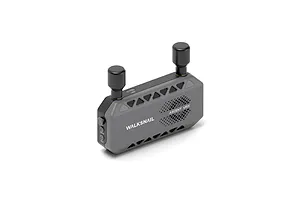 CaddxFPV Walksnail Ascent VRX receiver in grey with two black antennas, featuring ventilation grilles and control buttons on a white background.