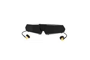 CaddxFPV Walksnail patch antenna for Avatar HD Goggles X, featuring a black angular housing with two attached cables and gold-plated connectors.