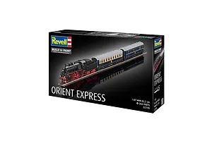 Revell Orient Express 1/87 scale plastic model kit box showing a steam locomotive and passenger carriages on a track.