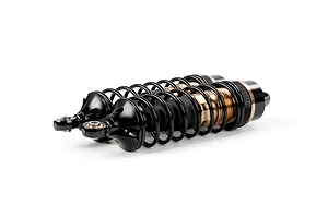 Two Rovan bronze and black adjustable aluminium front shock absorbers for RC cars on a white background.