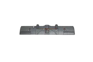 Grey foam RC airplane wing set with pre-installed wiring and connectors, viewed from the underside against a white background.