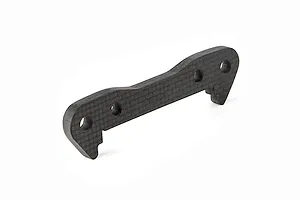 A Rovan carbon fibre front lower suspension arm pin brace for RC cars, featuring a woven texture and four mounting holes.