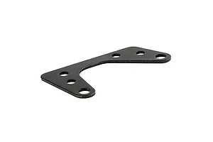 A black metal engine plate for an RC vehicle, featuring a U-shaped design with multiple mounting holes.