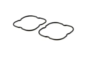 Two black rubber O-ring seals for Rovan RC vehicles, featuring a non-circular, contoured shape.