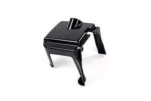 A black plastic Rovan 45cc 2-stroke engine cylinder heat guard shown from a high angle against a white background.