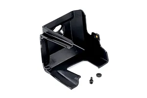 A black plastic Rovan 71cc engine cylinder heat guard with a small screw and washer on a white background.