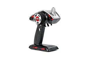 Rovan BER 2.4GHz pistol-grip radio transmitter for RC vehicles, featuring a black and grey design with red accents.
