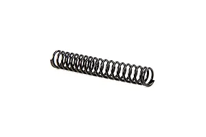 A black metal coil spring for an RC car brake connecting rod, isolated on a white background.