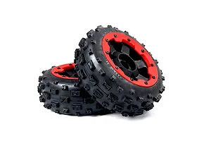 Rovan 4.7/5.5 Wasteland 2nd Gen Wasteland Front Tyres on Red Rims - Glued Wheels 2Pcs image 6