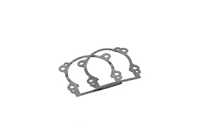 Two grey Rovan 45cc 2-stroke crankcase gaskets laid flat on a white background.