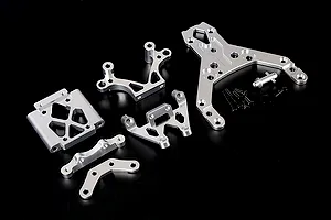 Rovan Silver Aluminium Front Bulkhead Set w/ Upper Plate