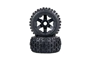 Rovan 4.7/5.5" Baja 5B Rear 2nd Gen Wasterland Tyres on Black Rims - Beadlocked Wheels 2Pcs