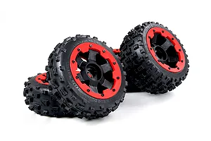 Rovan 4.7/5.5&amp;quot; Baja 5B 2nd Gen Wasteland Tyres on Red Rims 4Pcs image 4