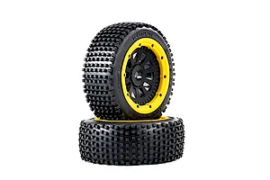 Rovan 4.7/5.5" V5 Dirt Buster Nail Tyres on Yellow Rims - Beadlocked Wheels 2Pcs