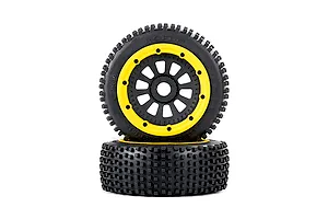 Rovan 4.7/5.5&amp;quot; V5 Dirt Buster Nail Tyres on Yellow Rims - Beadlocked Wheels 2Pcs image 2